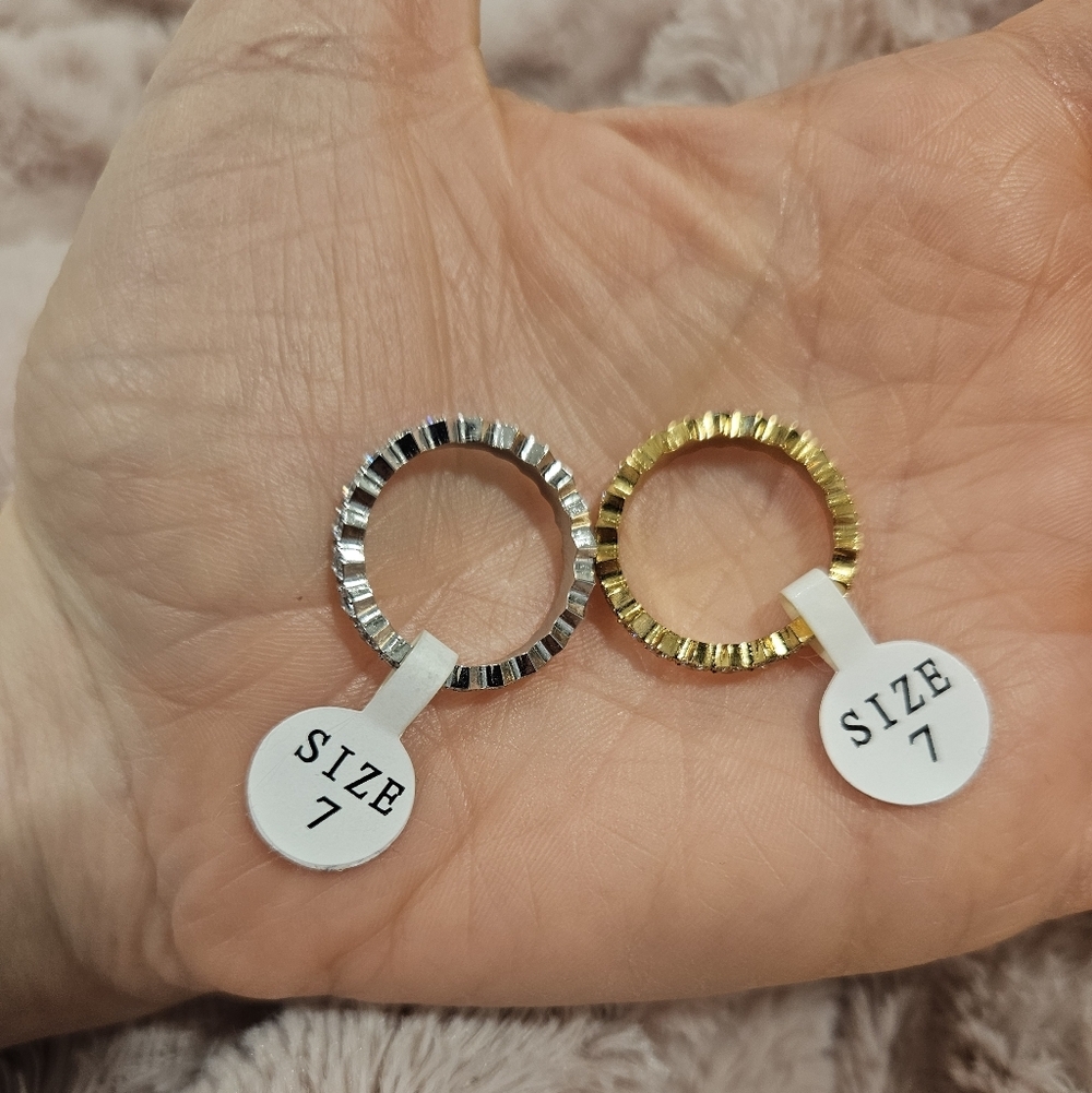 NEW Bezel Mount Stainless Steel Eternity Rings - Multiple Sizes - Picture 3 of 9